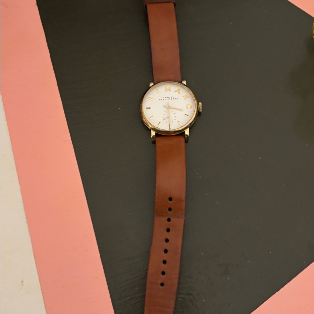Marc By Marc Jacobs Gold Hardware w/  Brown Leather Strap